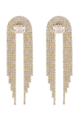Glamour Rhinestone Cascade Earrings - Gold