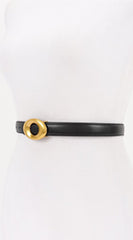 Maya Metal Buckle Faux Leather Belt - Black