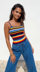 Havana Stripe Knit Cami Top - Blue Multi