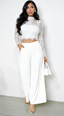 Leona Elasticized Wide Leg Pants - Ivory