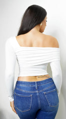 Harper Asymmetrical Off-Shoulder Top - Off White