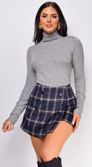 Gigi High Neck Long Sleeve Top - Gray