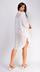 Katie White Button Down Shirt Cover Up