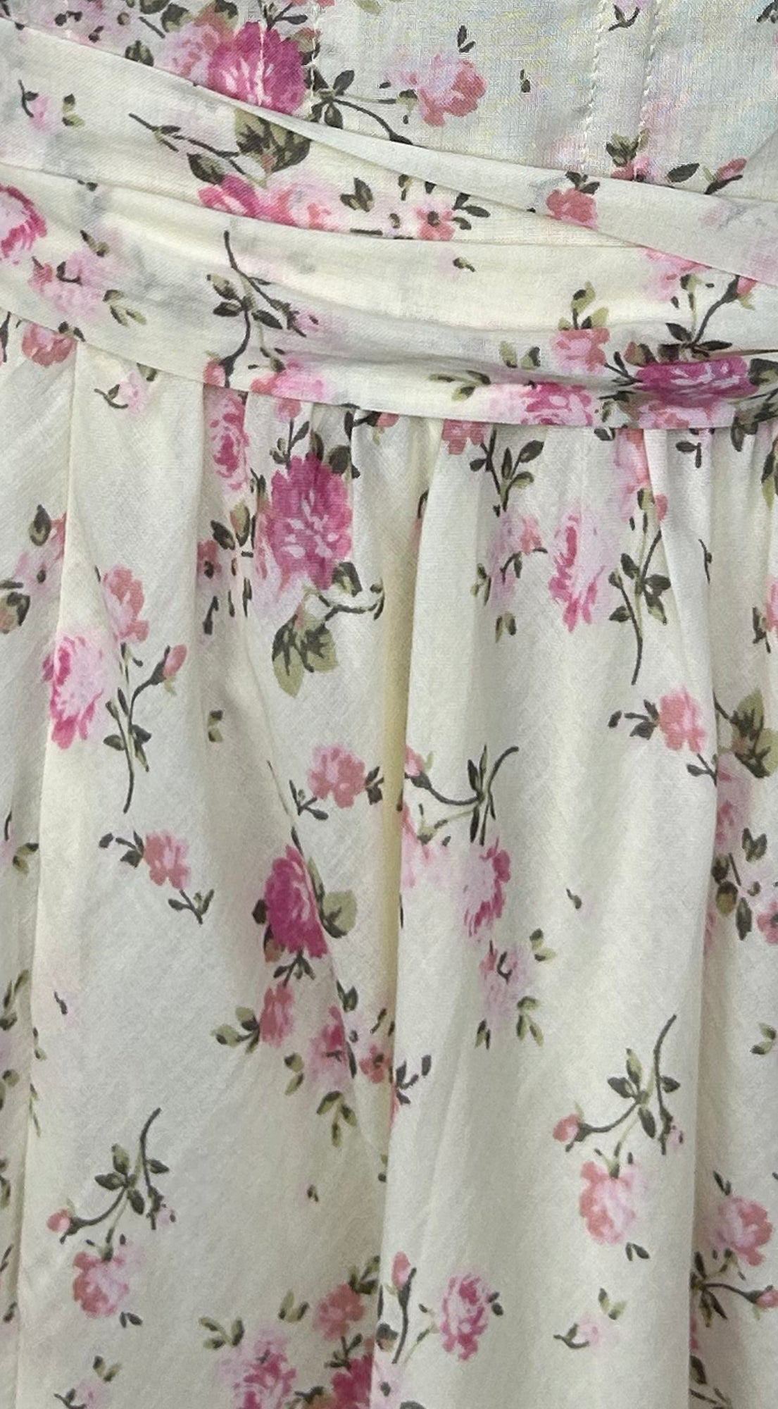 Florienne Floral Corset Flutter Midi Dress - Ivory