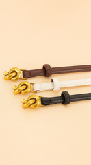 Naya Metal Buckle Faux Leather Belt - Brown