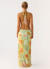 Really Something Beaded Maxi Dress - Green Floral Beaded