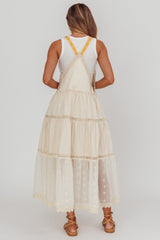 Odeyah Lace Trim Overall Dress Champagne