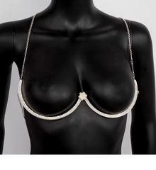 Luminara Crystal Flower Bra Chain - Gold