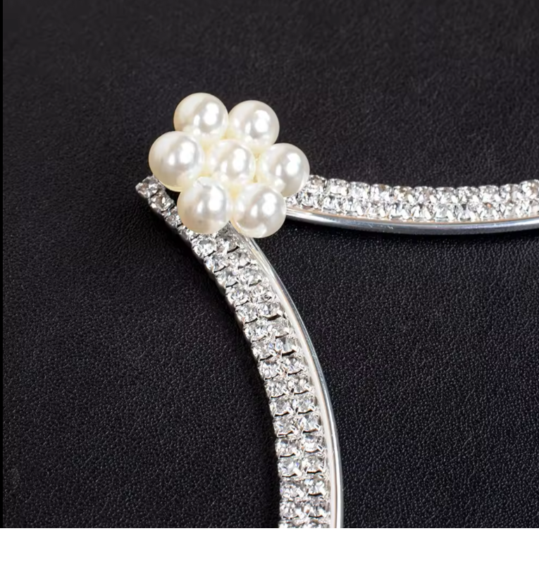 Luminara Crystal Flower Bra Chain - Silver