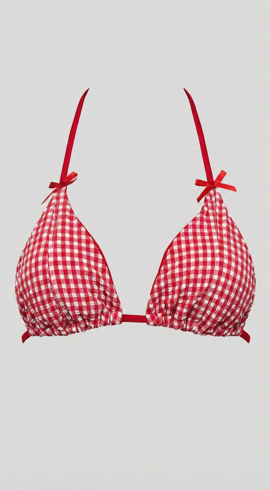 Marbella Gingham Tie Bikini Set - Red