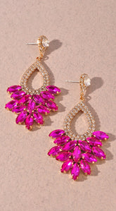 Just Look Pink Fuchsia Rhinestone Earrings