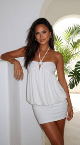 Lumière Halter Mini Dress - Off White