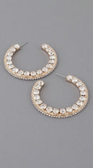 Luminous Luxe Rhinestone Jeweled Hoop Earrings - Gold