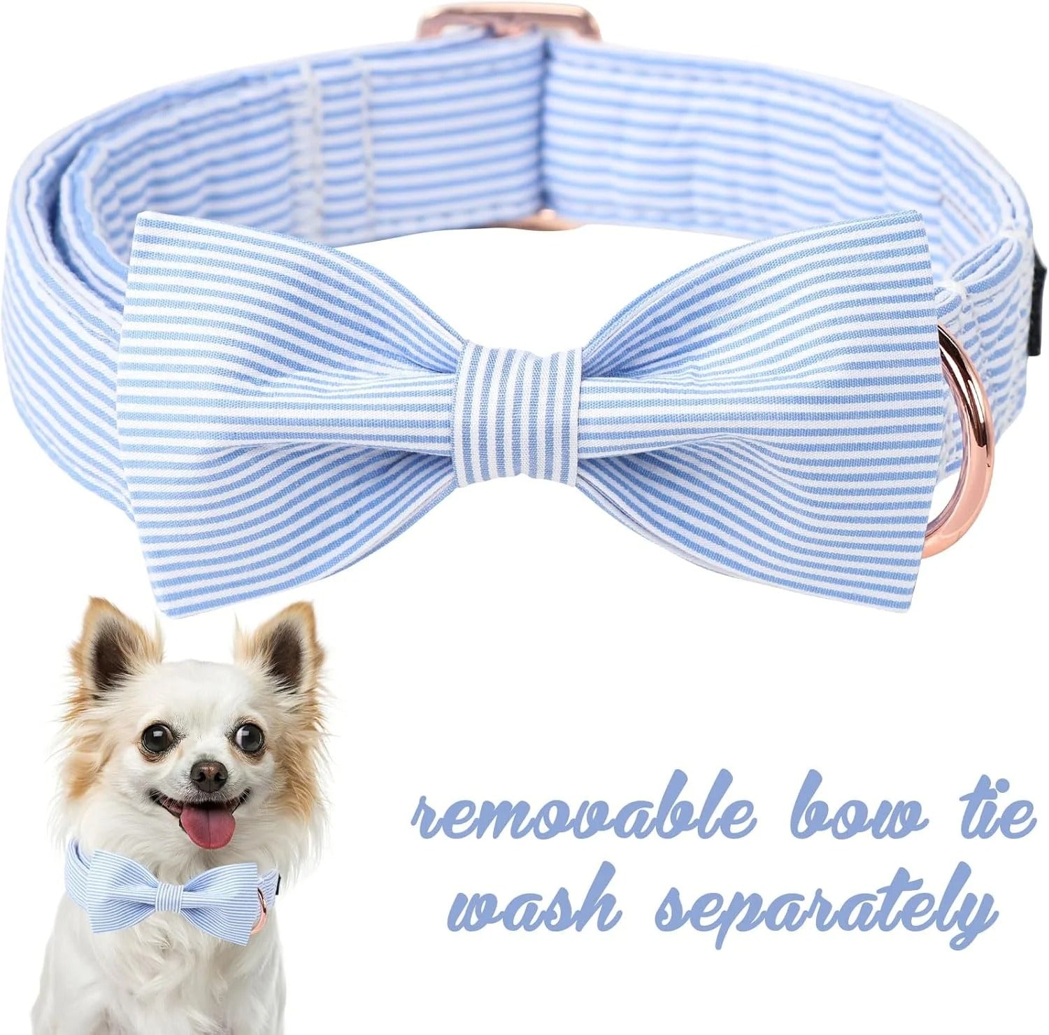 Soft Cotton Bowtie Cat Collar with Adjustable Fit and Durable D-Ring – Comfortable Fashion Collar for Cats and Small Pets