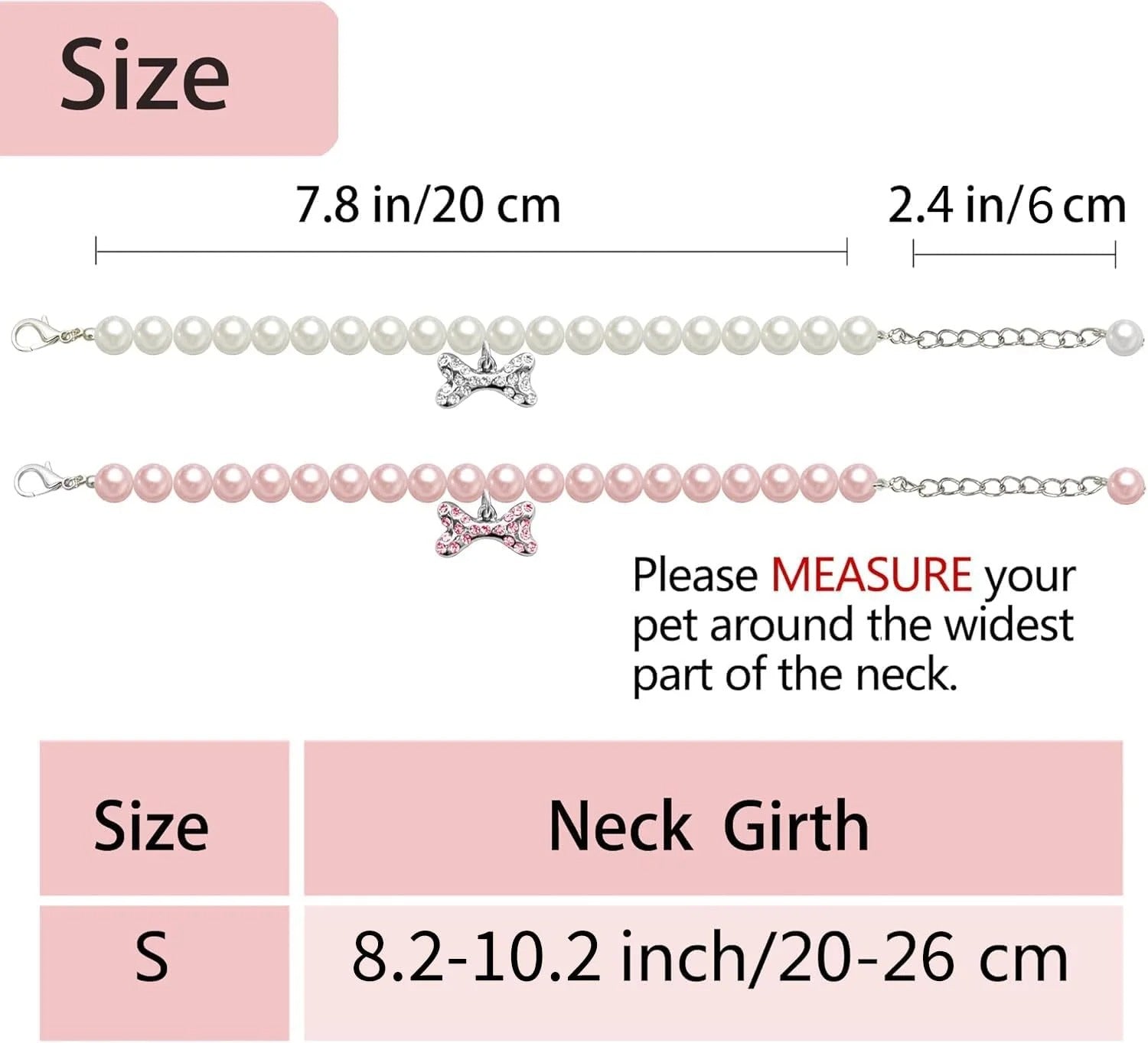 2 Pack Pearl Pet Collar Necklace for Cats and Small Dogs – Adjustable Rhinestone Bone Charm Wedding Collar Jewelry for Kittens and Puppies (8–10 Inch Neck)
