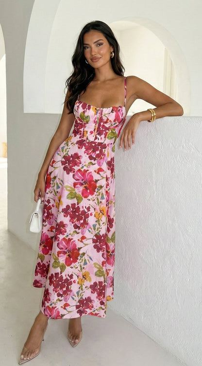 Floréa Bodice Floral Maxi Dress - Pink
