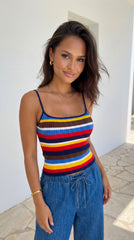 Havana Stripe Knit Cami Top - Blue Multi
