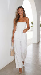 Elarya Tube Wide Leg Jumpsuit - White