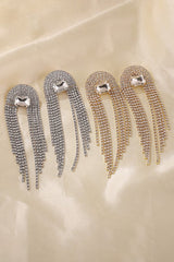 Glamour Rhinestone Cascade Earrings - Gold