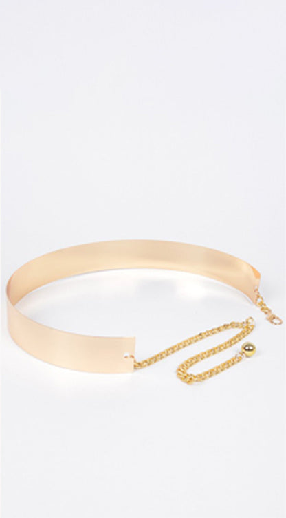 Metal Plate Waist Belt - Gold