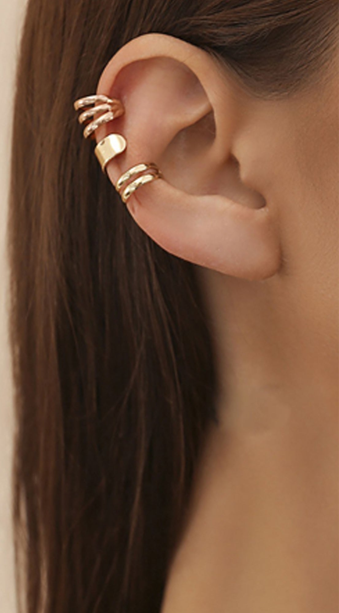 Dia Non-Piercing Ear Cuffs 3 piece Set - Gold