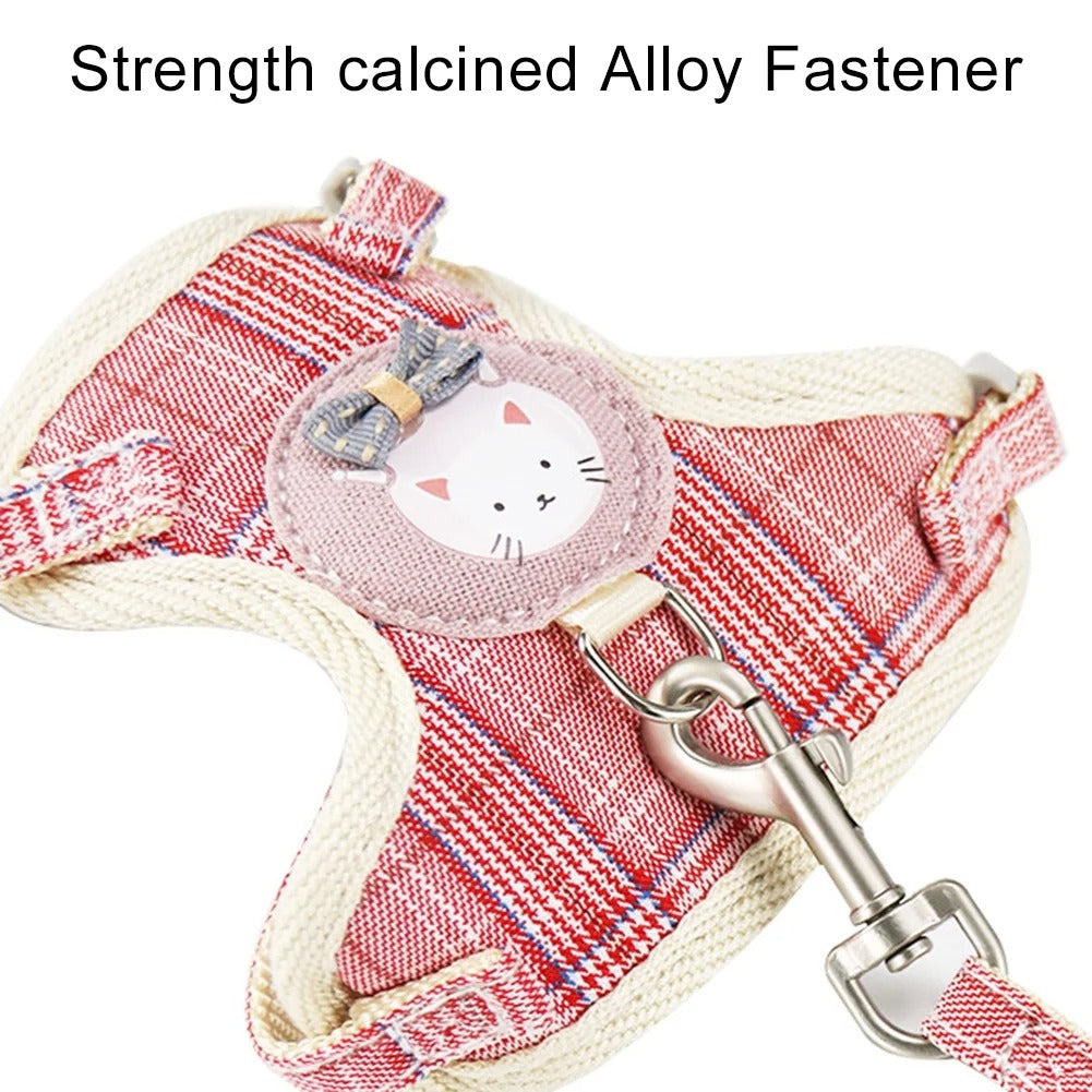 Ultra-Light Escape-Proof Cat Harness and Leash Set with Adjustable Soft Mesh Vest, Comfortable Kitten Walking Jacket for Small and Medium Cats, Chihuahua, and Toy Dogs