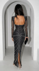 Molly Rhinestone Maxi Dress - Black