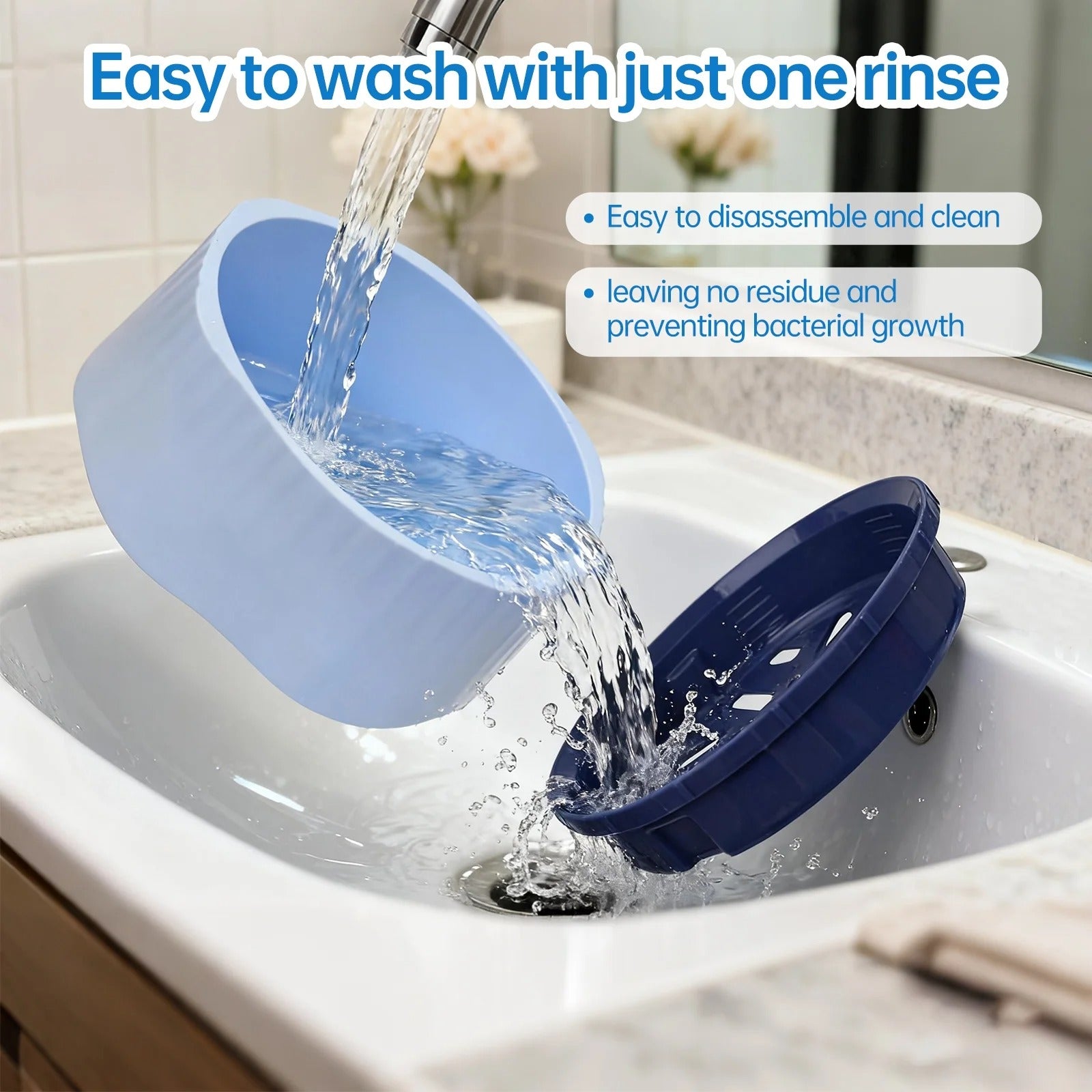 2-in-1 Convertible Slow Feeder Dog Bowl and Standard Pet Food Dish, Non-Slip Blue Dog and Cat Bowl, Adjustable Portion Control for Fast Eaters, 22oz & 40oz Dual-Mode Mealtime Bowl