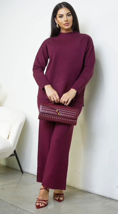 Mirel Knit Set - Burgundy