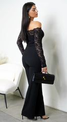 Fawn Lace Off Shoulder Jumpsuit - Black