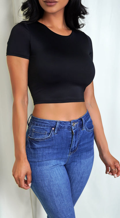 Livia Black Crop Top