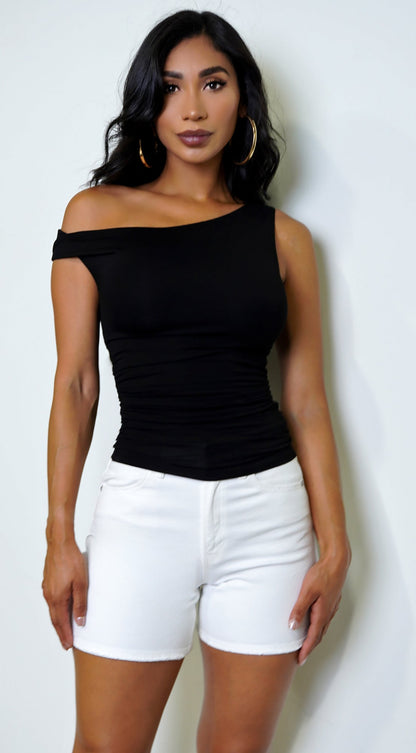 Nadia One Shoulder Top - Black