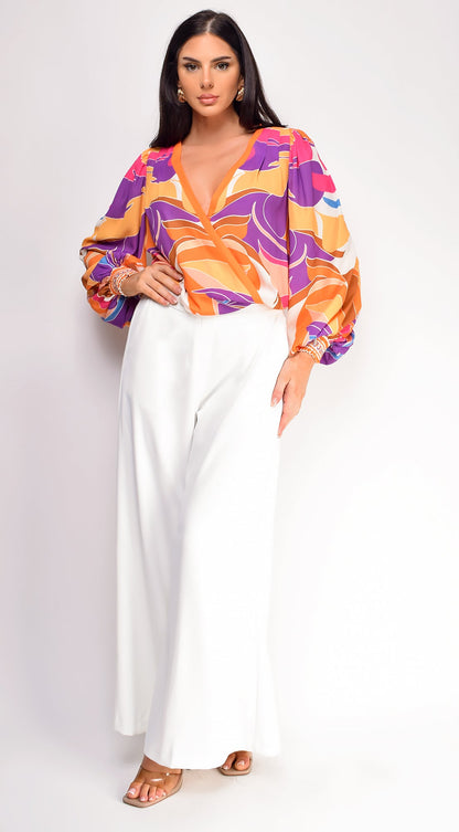 Leona Elasticized Wide Leg Pants - Ivory