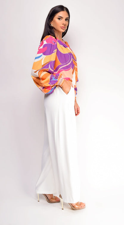 Leona Elasticized Wide Leg Pants - Ivory