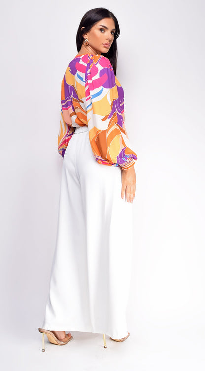 Leona Elasticized Wide Leg Pants - Ivory