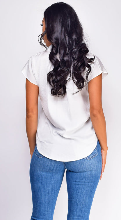 Kai Button Up Top - White