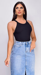 Maria Ribbed Top - Black