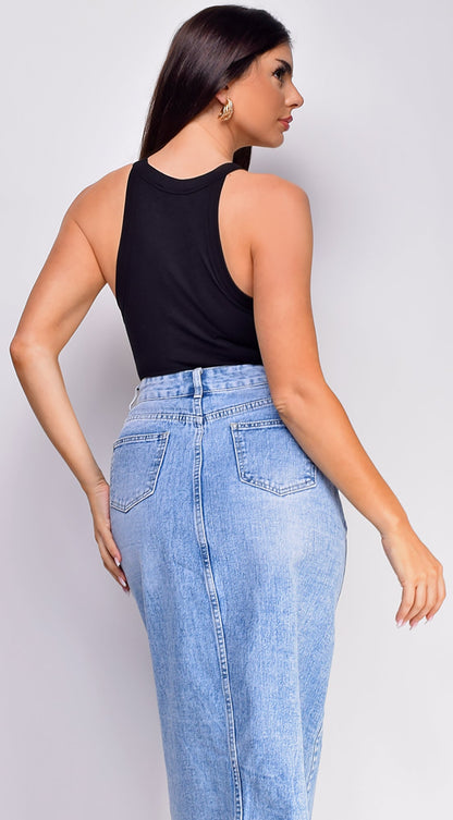 Maria Ribbed Top - Black