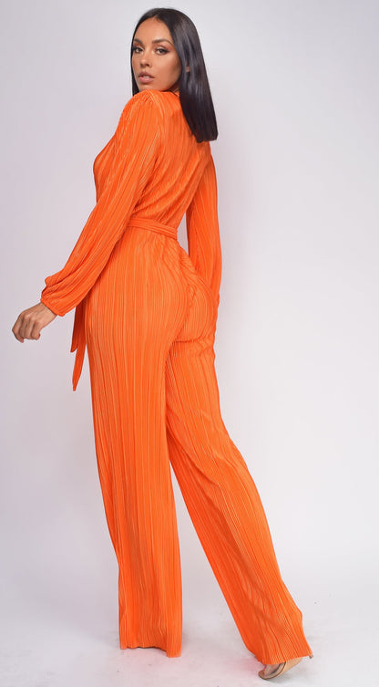 Juna Surplice Jumpsuit - Orange
