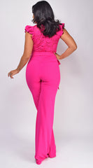 Giulia Fuchsia Pink Lace Crochet Jumpsuit