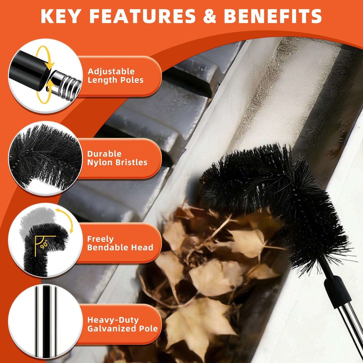 Gutter Cleaning Tool with Telescopic Pole