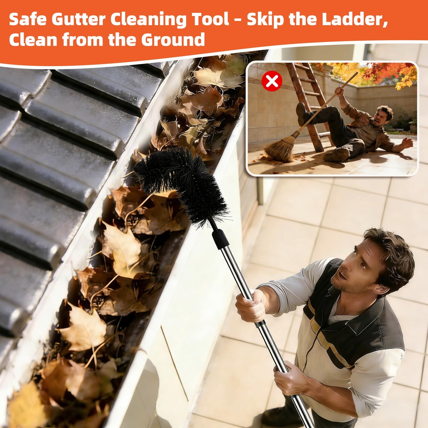 Gutter Cleaning Tool with Telescopic Pole