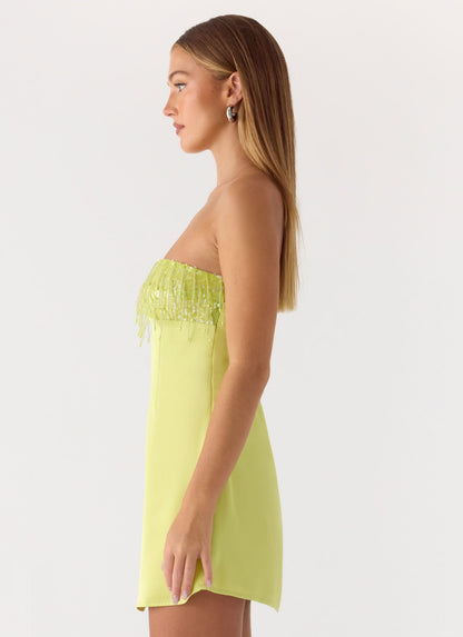 Miftie Beaded Sequin Mini Dress - Lime