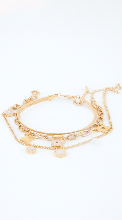 Kaya Multi Clover Charm Chain Bracelet - Gold