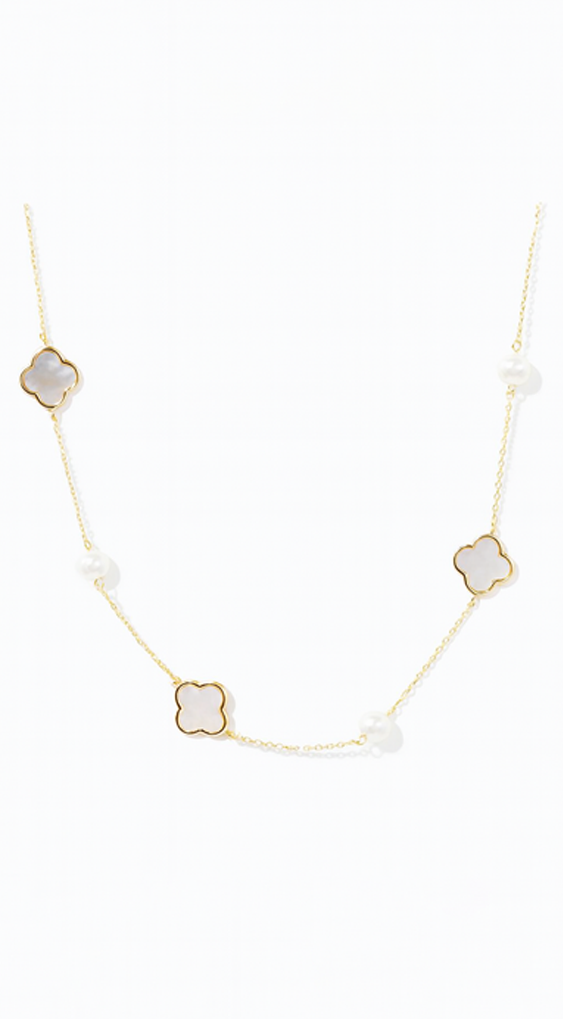Mina Mother Of Pearl Quatrefoil Necklace - Gold
