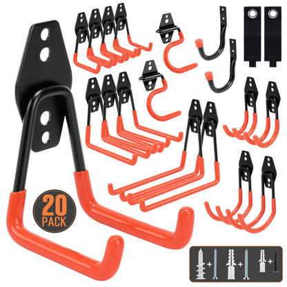 Heavy Duty Garage Storage Hooks – 20 Pack Wall Organizer