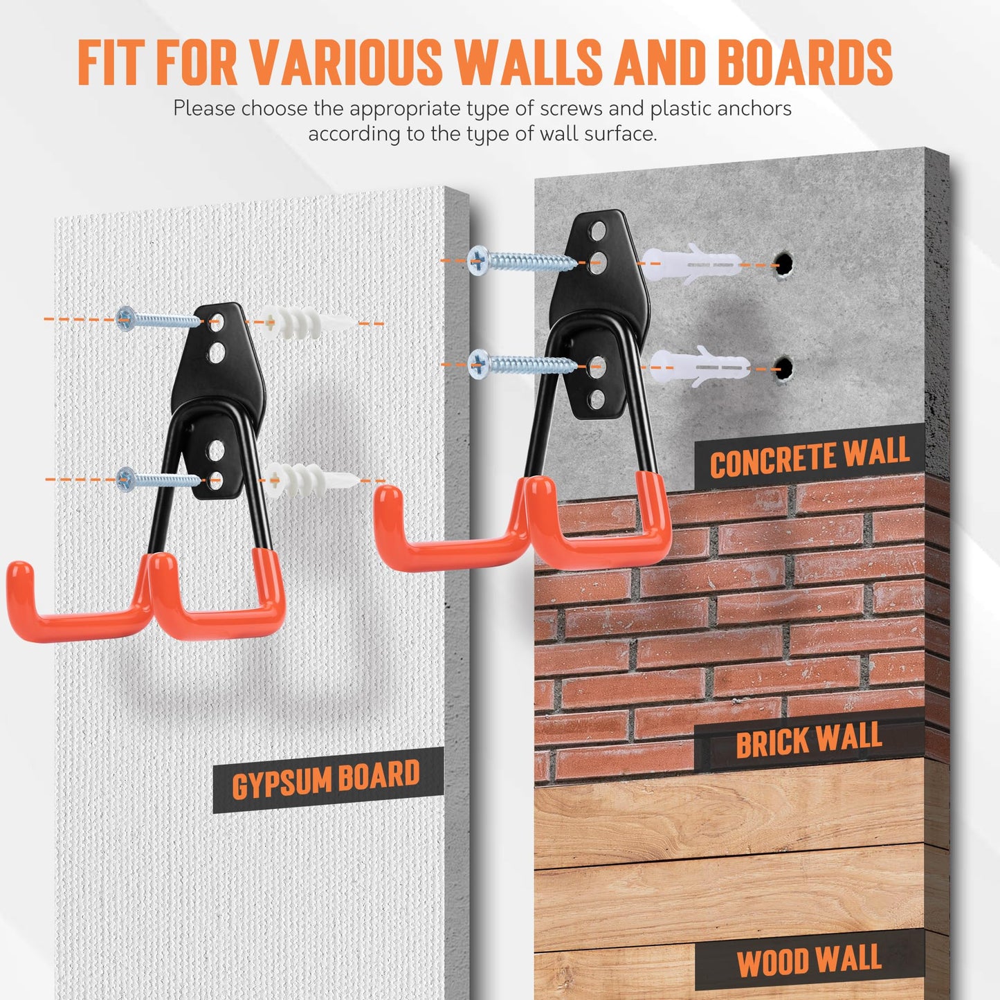 Heavy Duty Garage Storage Hooks – 20 Pack Wall Organizer
