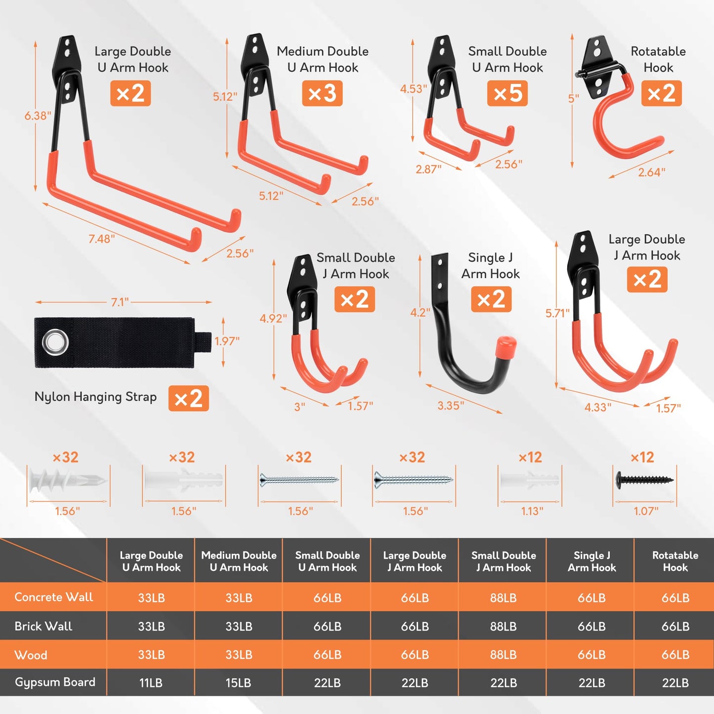 Heavy Duty Garage Storage Hooks – 20 Pack Wall Organizer