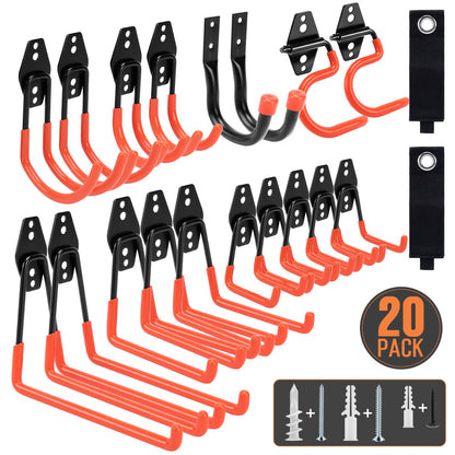 Heavy Duty Garage Storage Hooks – 20 Pack Wall Organizer
