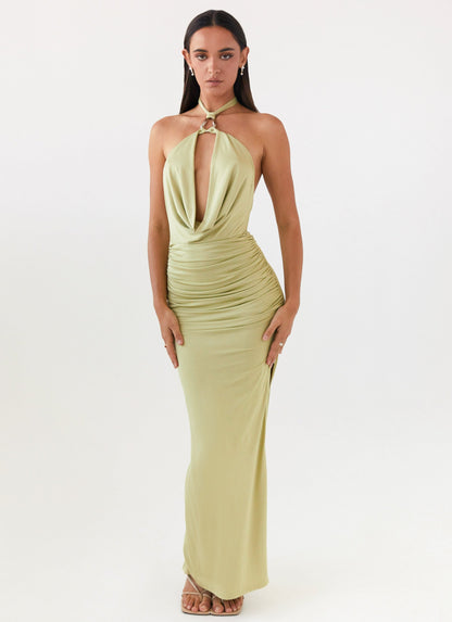 Samara Halterneck Maxi Dress - Sage